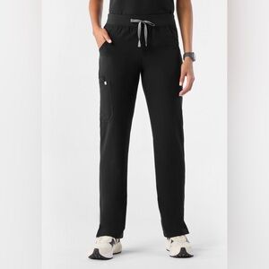 FIGS Black Kade Cargo Straight-Leg Drawstring Scrub Pants Medium Tall